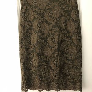 Casadei Olive Lace Skirt